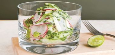 Zingy Radish and Cucumber Slaw with Watercress