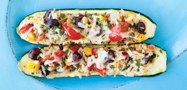 Zucchini Boats with Mediterranean Rice Salad