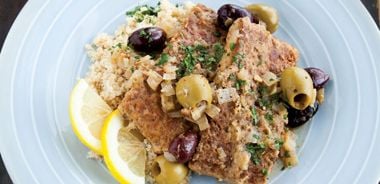 Tempeh with Syrian Lemon and Olive Sauce