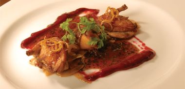 Honey Glazed Quail with Fennel Salad and Cranberry/Chestnut Marmalade