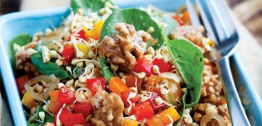 Candied Walnut and Sprouted Buckwheat Salad with Apple Vinaigrette