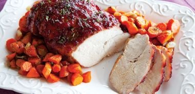 Cranberry Glazed Turkey Breast with Roasted Carrots