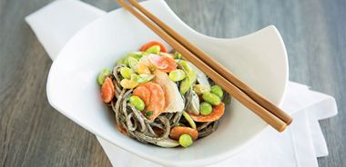 Soba Noodles with Chicken and Curry Cashew Sauce