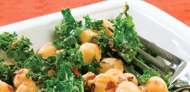 Chickpeas with Sautéed Kale and Tapenade Sauce