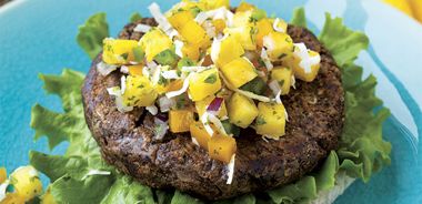 Black Lentil Burgers with Pineapple Salsa