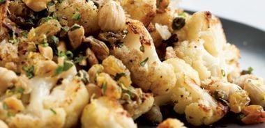 Roasted Cauliflower with Hazelnuts, Raisins, and Capers