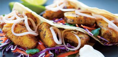 Fish Tacos with Pickled Shallots