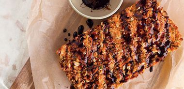 Oat Salmon Loaf with Pomegranate Glaze