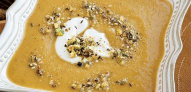 Squash Lentil Soup with Dukkah