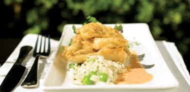 Perch with Sweet Pea Risotto