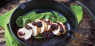 Stuffed Chicken Breasts with Cherry Glaze