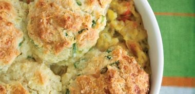 Braised Vegetables Pot Pie with Cheddar Biscuits