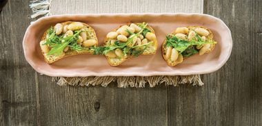 Lemon, White Bean, and Arugula Crostini