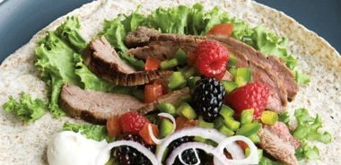 Flank Steak Fajitas with Berry Salsa (with vegetarian option)