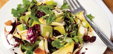 Pear Salad with Carob Dressing