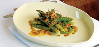 Grilled Green Asparagus with Maple Mustard Vinaigrette