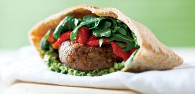 Lentil Quinoa Burgers with Hemp Pesto