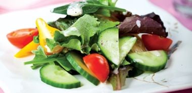 Plated Green Salad with Sweet and Tangy Creamy Dressing