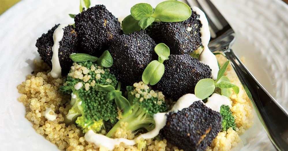 Super Bowls with Poppy Seed Crusted Tofu alive magazine