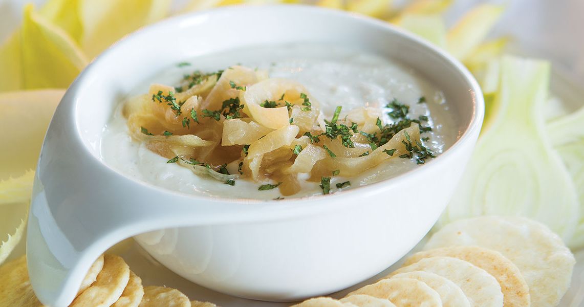 Yogurt and White Bean Dip with Caramelized Onions alive magazine