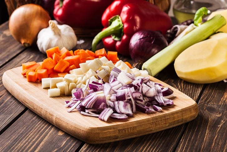 chopping vegetables