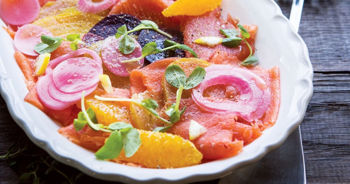 Salmon and Beet Carpaccio with Pickled Relish alive magazine