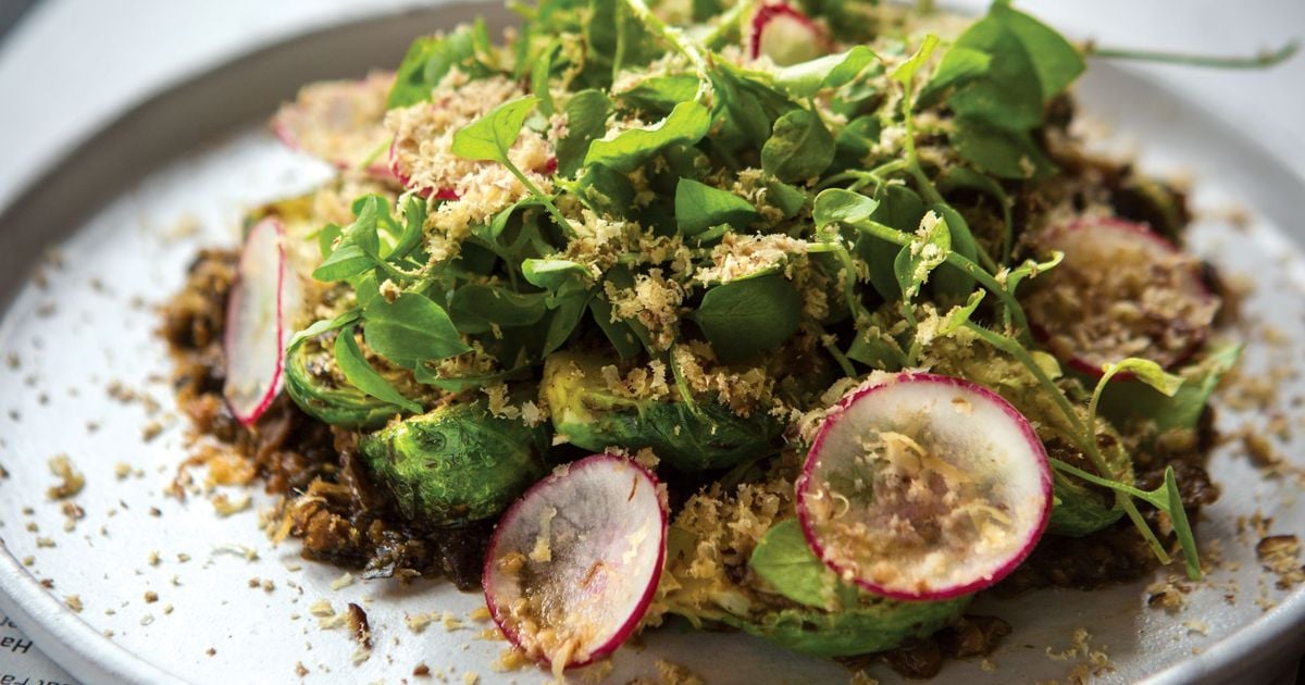 Roasted Brussels Sprouts with Shiitake Mushroom XO Sauce and Shaved