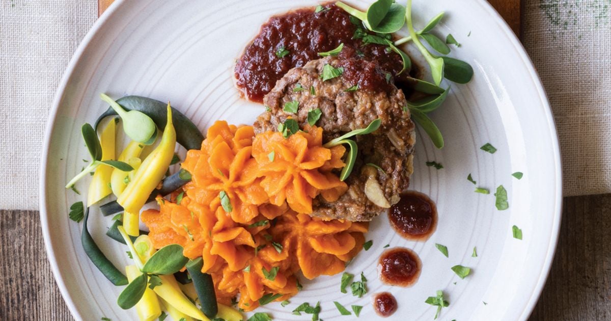 Juicy Mini Meatloaves with Red Wine Glaze and Whipped Yams alive magazine