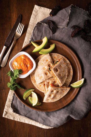 Waffled Chicken Quesadillas with Chipotle Pepper Sauce