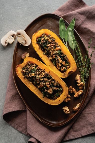 Mushroom Quinoa Stuffed Roasted Squash