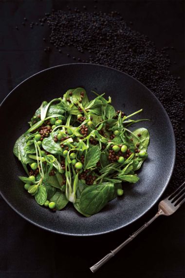 Herby Lentil Salad with Spinach and Peas