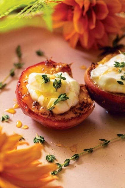 Grilled Peaches with Rosemary Hot Honey