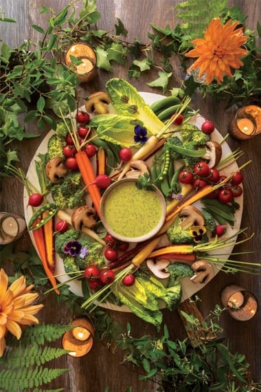 Garden Crudités with Cilantro Orange and Lime Dressing