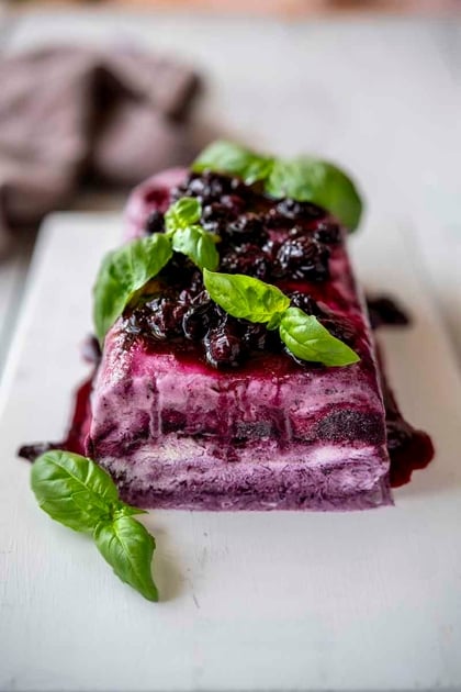 Blueberry, Basil, and Yogurt Semifreddo