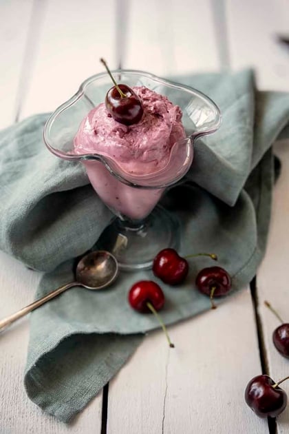 No-Churn Cherry and Star Anise Cottage Cheese “Ice Cream”