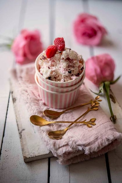 Rose, Ginger, Raspberry Ripple Frozen Yogurt