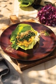Soft Scrambled Egg Lettuce Cups with Herby Greens and Sourdough Crumbs
