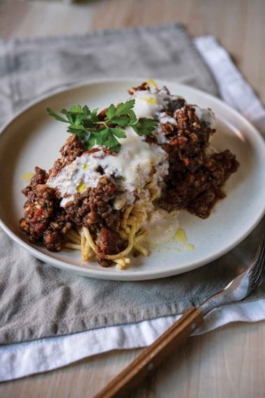 Creamy Pastitsio with Lentil Bolognese