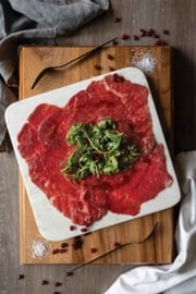 Beef Carpaccio with Pomegranate and Arugula