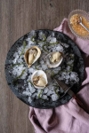 Raw Oysters with Pear and Black Pepper Mignonette