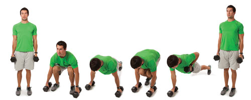 Burpee with renegade row