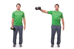 Single arm lateral dumbbell raise