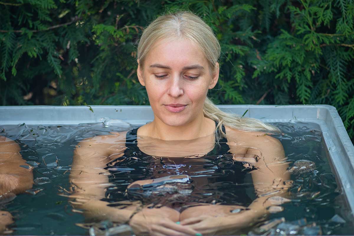 Woman in a cold plunge